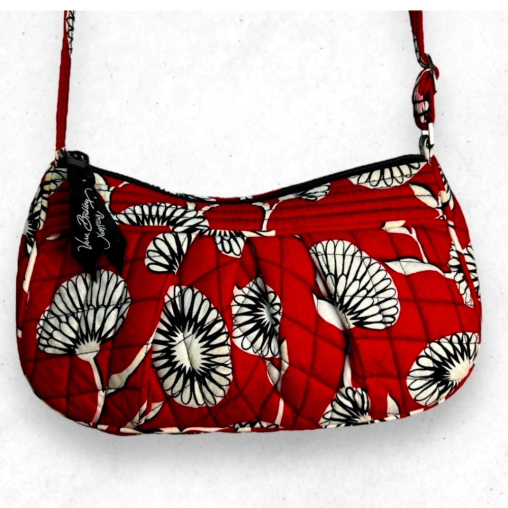 Vera Bradley Red and Black Deco Daisy Crossbody Bag